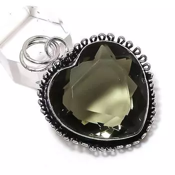 Подвеска ручной работы из стерлингового серебра 925 пробы с натуральным оливковым топазом 1,85 дюйма S9s72