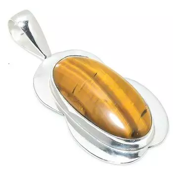 Подвеска ручной работы из стерлингового серебра 925 пробы с натуральным тигровым глазом 2,17 дюйма G8f77