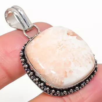 Подвеска ручной работы из стерлингового серебра 925 пробы с натуральным камнем сколецитом 1,65 дюйма r5m29