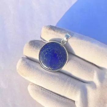 Подвеска ручной работы из стерлингового серебра 925 пробы с драгоценным камнем лазурит, эффектный женский кулон, подарок для нее. синий