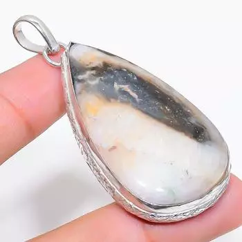 Подвеска ручной работы из стерлингового серебра 925 пробы с натуральным камнем сколецитом 2,48 дюйма r6I63