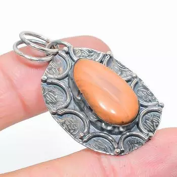 Подвеска ручной работы из стерлингового серебра 925 пробы с натуральным драгоценным камнем Мукаит 1,81 дюйма S7Q21