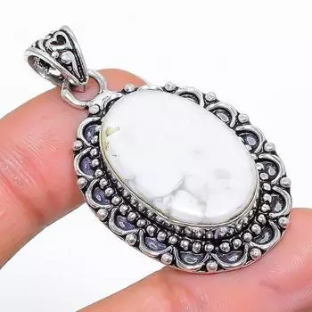 Подвеска ручной работы из стерлингового серебра 925 пробы с натуральным говлитом и яшмой 1,77 дюйма k8C49