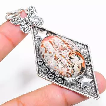 Подвеска ручной работы из стерлингового серебра 925 пробы с натуральным леопардовым камнем 3,47 дюйма l8E01