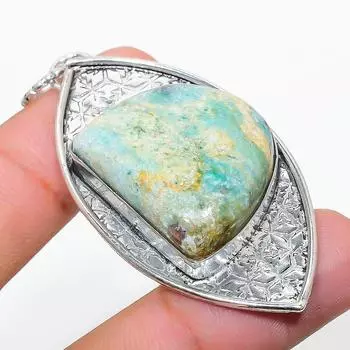 Подвеска ручной работы из стерлингового серебра 925 пробы с натуральным драгоценным камнем хризопраз 2,44 дюйма I0E01