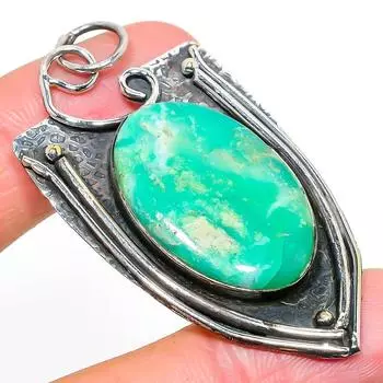 Подвеска ручной работы из стерлингового серебра 925 пробы с натуральным драгоценным камнем хризопразом 2,52 дюйма y7E70