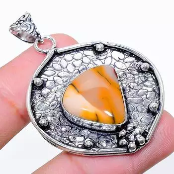 Подвеска ручной работы из стерлингового серебра 925 пробы с натуральным драгоценным камнем Мукаит 1,97 дюйма k9P65