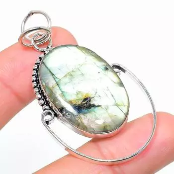 Подвеска ручной работы из стерлингового серебра 925 пробы с натуральным лабрадоритом 2,17 дюйма W8I90
