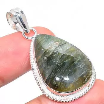 Подвеска ручной работы из стерлингового серебра 925 пробы с натуральным лабрадоритом 1,85 дюйма N5N85