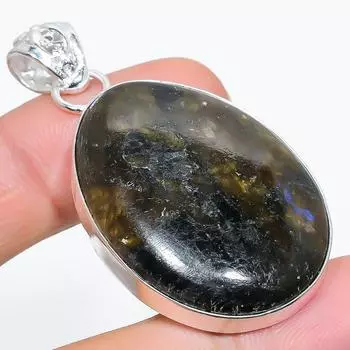 Подвеска ручной работы из стерлингового серебра 925 пробы с натуральным лабрадоритом 2,13 дюйма C1N65