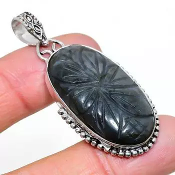 Подвеска ручной работы из стерлингового серебра 925 пробы с натуральным лабрадоритом 2,05 дюйма W3e62