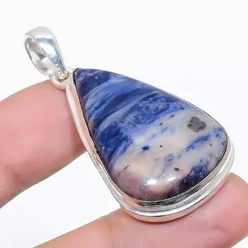 Подвеска ручной работы из стерлингового серебра 925 пробы с натуральным драгоценным камнем содалитом 1,89 дюйма L9j92