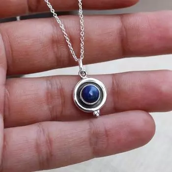 Подвеска ручной работы из стерлингового серебра с лазуритом, подарок из натурального лазурита для нее