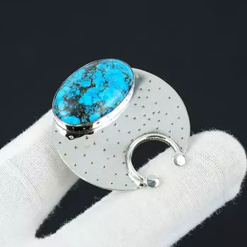 Подвеска ручной работы из тибетского бирюзового камня, подвеска из стерлингового серебра 925 пробы, серебряная подвеска из натурального синего бирюзового камня, ювелирные изделия из бирюзы для подарка 1.77