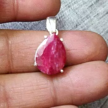 Подвеска ручной работы из твердого стерлингового серебра с натуральным рубином и драгоценным камнем для любимых