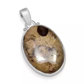 Подвеска ручной работы овальной формы из натурального кофе с яшмой из стерлингового серебра 925 пробы для женщин и девочек