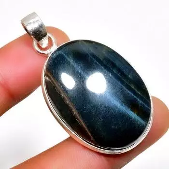 Подвеска ручной работы с черным тигровым глазом, посеребренная 925 пробы, 1,89 дюйма 1.89 чёрный