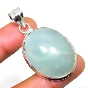 Подвеска ручной работы с драгоценным камнем аквамарин 925 пробы, посеребренная, 1,70 дюйма 1.70 цвет морской волны
