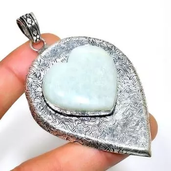 Подвеска ручной работы с драгоценным камнем аквамарин 925 пробы, посеребренная, 2,84 дюйма 2.84 цвет морской волны