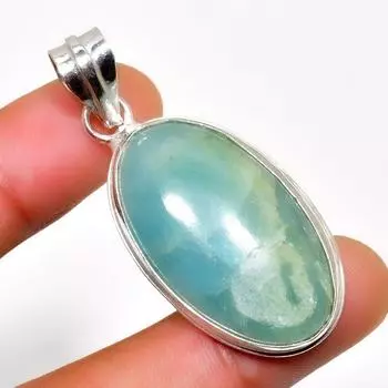 Подвеска ручной работы с драгоценным камнем аквамарин 925 пробы, посеребренная, 1,89 дюйма 1.89 цвет морской волны