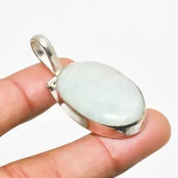 Подвеска ручной работы с драгоценным камнем аквамарин, посеребренная 925 проба, 1,70 дюйма 1.70 цвет морской волны