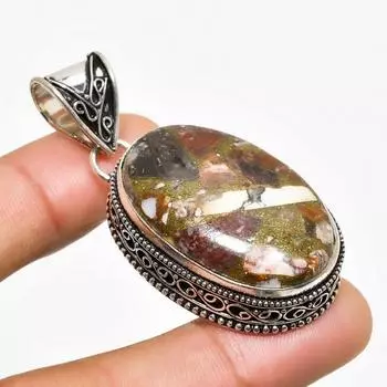 Подвеска ручной работы с драгоценным камнем Дикая лошадь , посеребренная 925 проба, 2,08 дюйма 2.08 красный