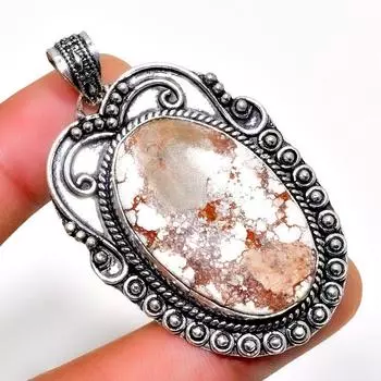 Подвеска ручной работы с драгоценным камнем «Дикая лошадь» 925 пробы, посеребренная, 2,08 дюйма 2.08 красный