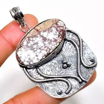 Подвеска ручной работы с драгоценным камнем Дикая лошадь 925 пробы, посеребренная, 2,46 дюйма 2.46 красный