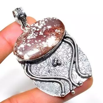 Подвеска ручной работы с драгоценным камнем Дикая лошадь 925 пробы, посеребренная, 2,46 дюйма 2.46 красный