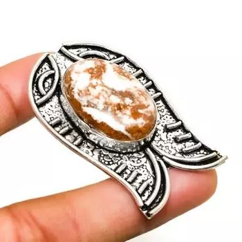 Подвеска ручной работы с драгоценным камнем Дикая лошадь , посеребренная 925 проба, 2,08 дюйма 2.08 красный