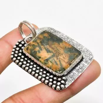 Подвеска ручной работы с драгоценным камнем Gogunjula, посеребренная 925 проба, 1,89 дюйма 1.89 зелёный