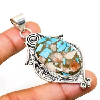 Подвеска ручной работы с драгоценным камнем колючая устрица, посеребренная 925 пробы, 2,46 дюйма 2.46 оранжевый