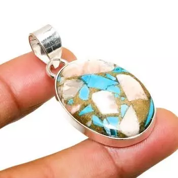 Подвеска ручной работы с драгоценным камнем колючая устрица, посеребренная 925 пробы, 1,70 дюйма 1.70 оранжевый