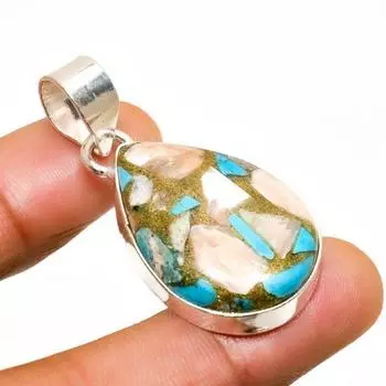 Подвеска ручной работы с драгоценным камнем колючая устрица, посеребренная 925 пробы, 1,70 дюйма 1.70 оранжевый