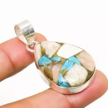 Подвеска ручной работы с драгоценным камнем колючая устрица, посеребренная 925 пробы, 1,70 дюйма 1.70 оранжевый