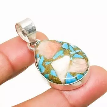 Подвеска ручной работы с драгоценным камнем колючая устрица, посеребренная 925 пробы, 1,70 дюйма 1.70 оранжевый