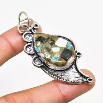 Подвеска ручной работы с драгоценным камнем колючая устрица, посеребренная 925 пробы, 2,46 дюйма 2.46 оранжевый