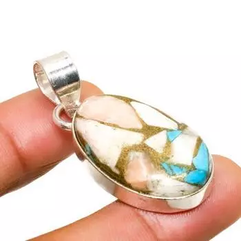 Подвеска ручной работы с драгоценным камнем колючая устрица, посеребренная 925 пробы, 1,70 дюйма 1.70 оранжевый