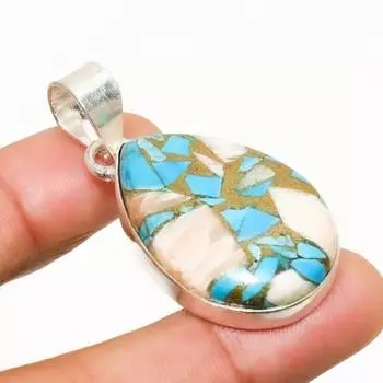 Подвеска ручной работы с драгоценным камнем колючая устрица, посеребренная 925 пробы, 1,70 дюйма 1.70 оранжевый