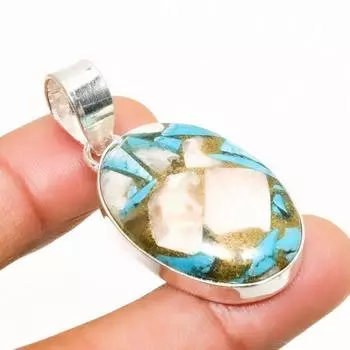 Подвеска ручной работы с драгоценным камнем колючая устрица, посеребренная 925 пробы, 1,70 дюйма 1.70 оранжевый