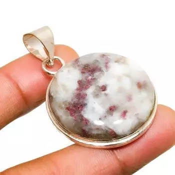 Подвеска ручной работы с драгоценным камнем лепидолит, посеребренная 925 проба, 1,70 дюйма 1.70 фиолетовый