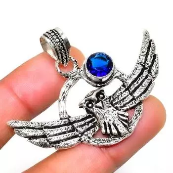 Подвеска ручной работы с драгоценным камнем Londonblue Topaz 925, посеребренная, 1,51 дюйма 1.51 синий