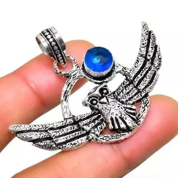 Подвеска ручной работы с драгоценным камнем Londonblue Topaz 925, посеребренная, 1,51 дюйма 1.51 синий