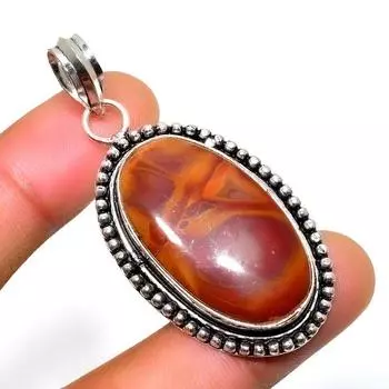 Подвеска ручной работы с драгоценным камнем Noreena Jasper 925 пробы, посеребренная, 2,08 дюйма 2.08 красный