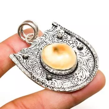 Подвеска ручной работы с драгоценным камнем-ракушкой, посеребренная 925 пробы, 2,08 дюйма 2.08 белый