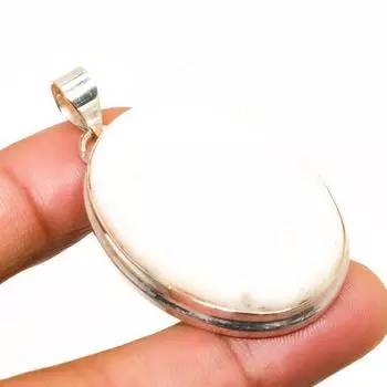 Подвеска ручной работы с драгоценным камнем сколецит, посеребренная 925 проба, 1,89 дюйма 1.89 белый