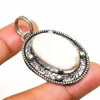 Подвеска ручной работы с драгоценным камнем сколецит, посеребренная 925 проба, 1,70 дюйма 1.70 белый