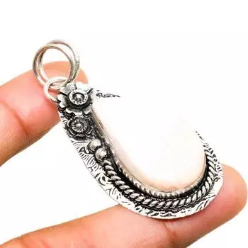 Подвеска ручной работы с драгоценным камнем сколецит, посеребренная 925 проба, 2,08 дюйма 2.08 белый