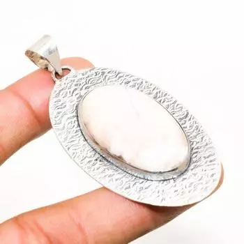 Подвеска ручной работы с драгоценным камнем сколецит, посеребренная 925 проба, 2,46 дюйма 2.46 белый