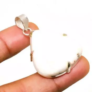 Подвеска ручной работы с драгоценным камнем сколецит, посеребренная 925 проба, 1,70 дюйма 1.70 белый